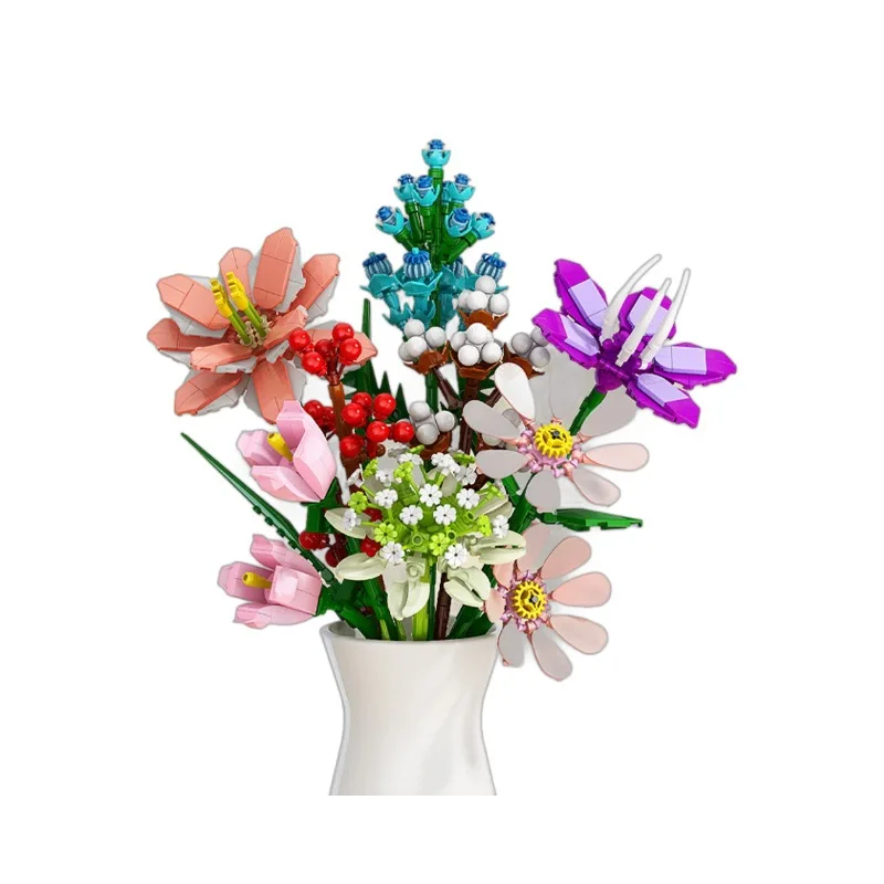 Samtoy 3D Jigsaw Puzzle Bouquet Juguetes Flowerpot Toy Flowers Building Blocks for Valentine Girl Gift
