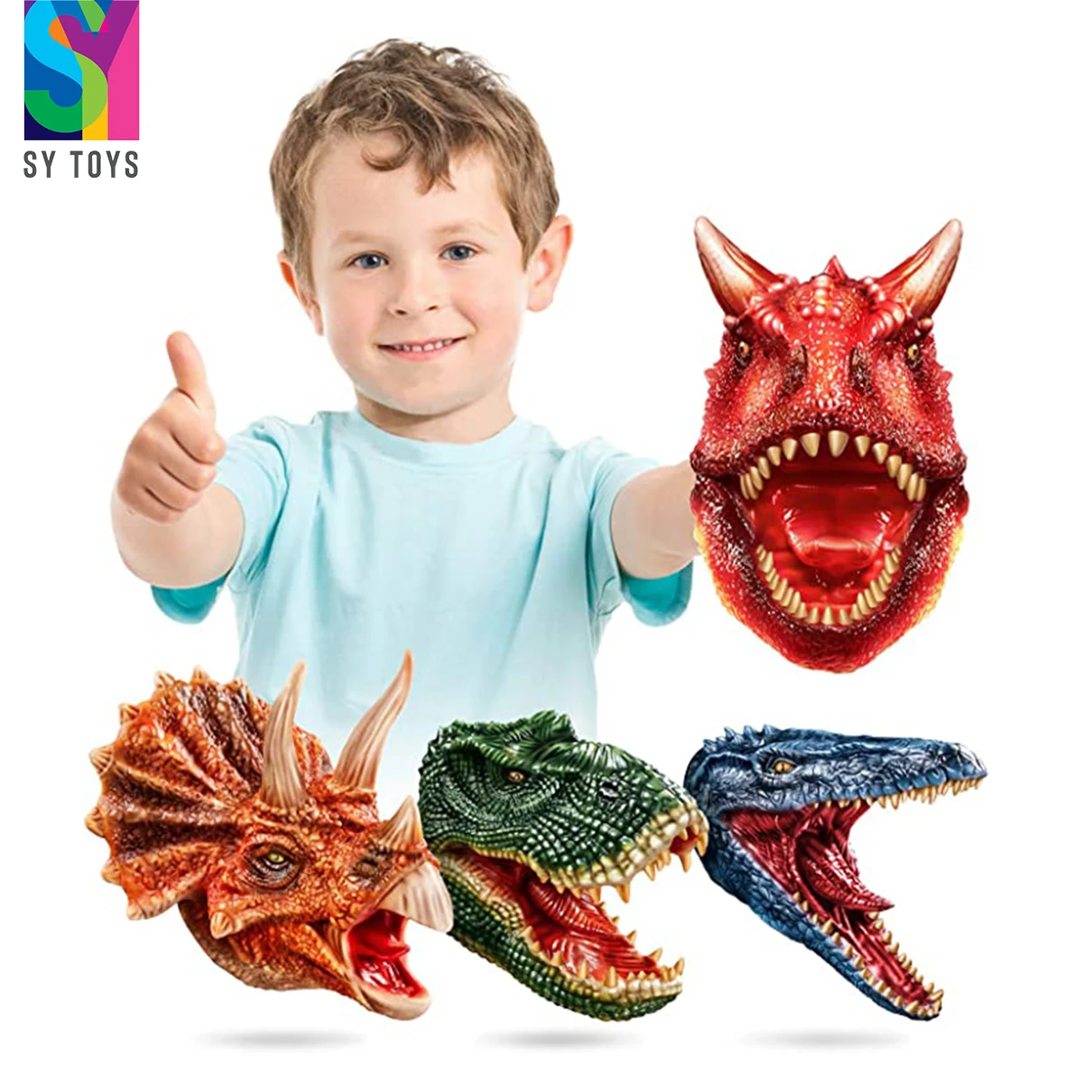 SY Children Realistic Hand Dinosaur Puppet Set Soft Dinosaur Hand Puppets For Kid