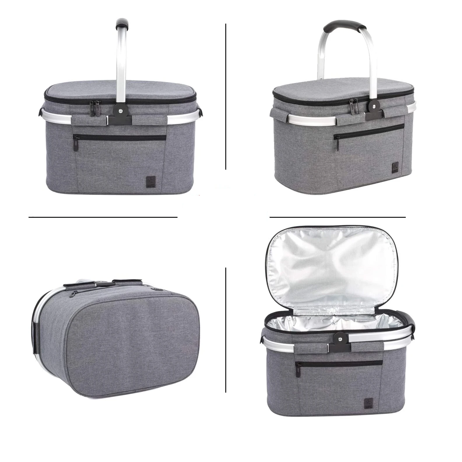 Durable High Quality Foldable Insulated Mini Picnic Shopping Basket Metal For Retail Stores cooler bag