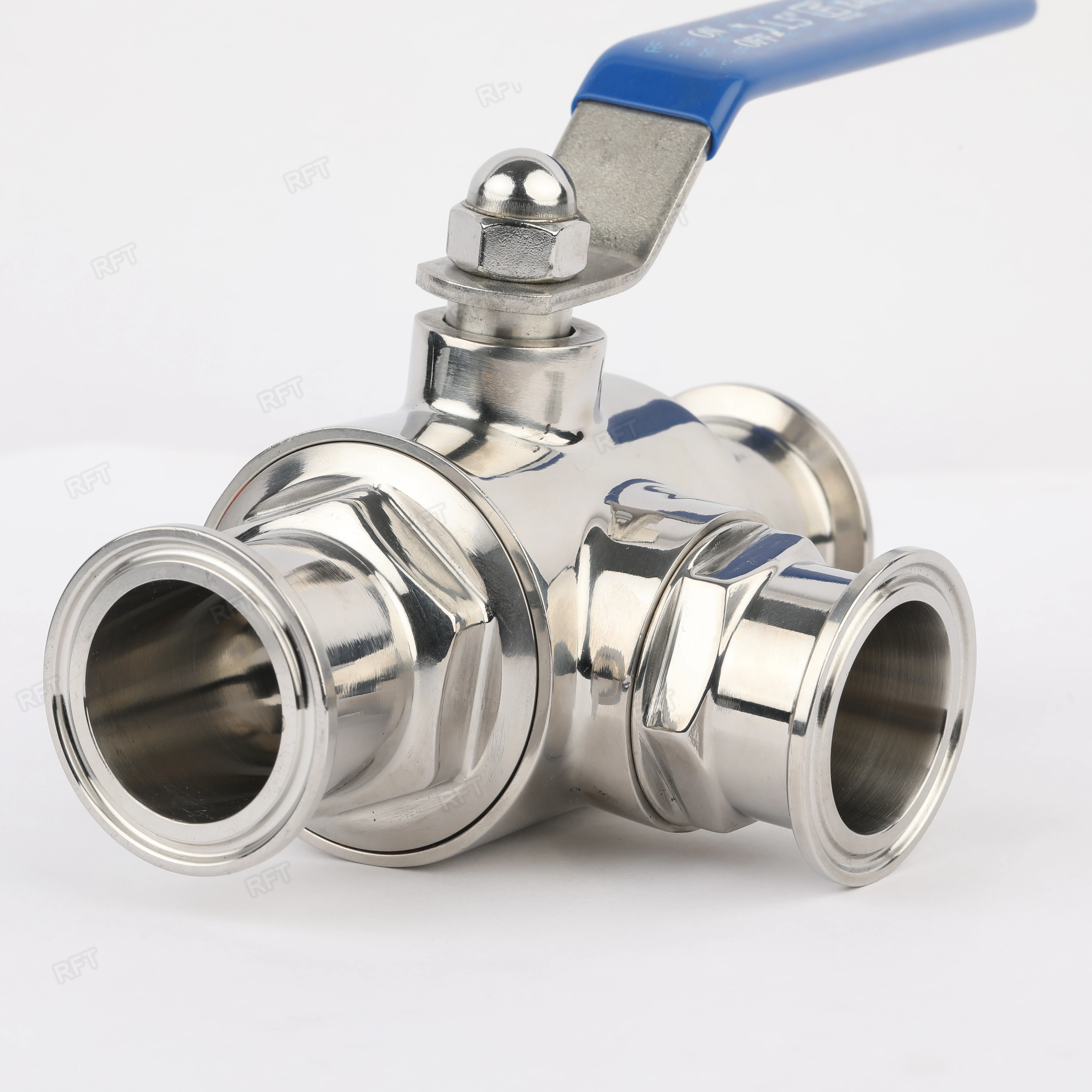 Sanitary long handle three way Quick install 3 way stainless steel control valve three-way  manual ball valve