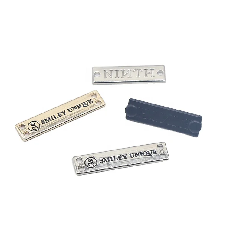 Fashion design Spot painting name custom  metal logo accessoires  labels clothing metal tag