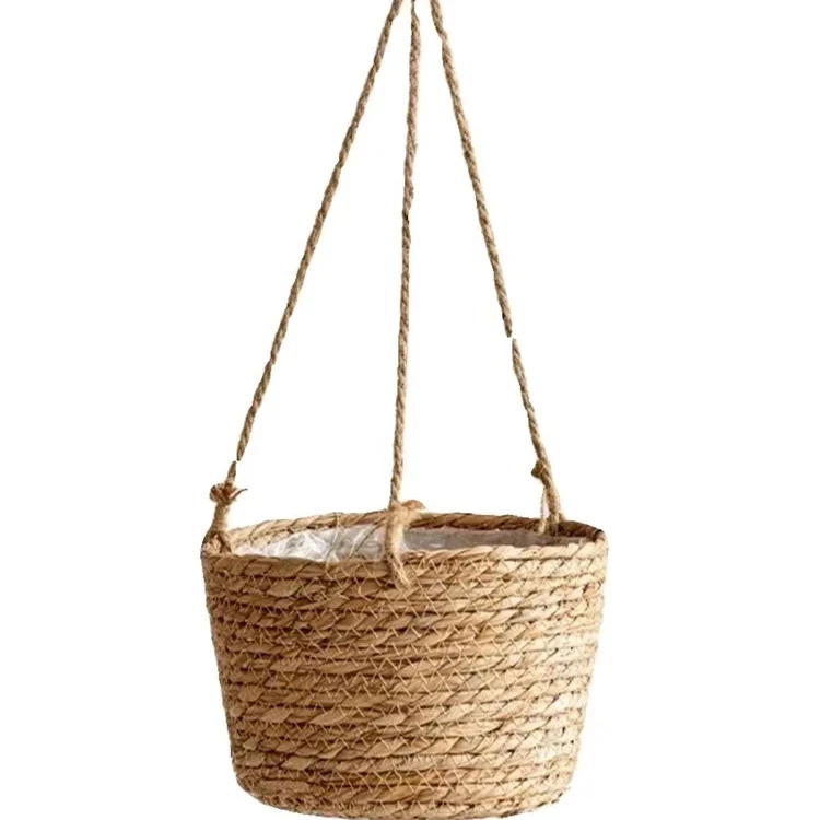Wholesale Seagrass Pots Seagrass Planter Woven Basket Planters With Handles Garden Decoration Basket Flower Pot Made In China