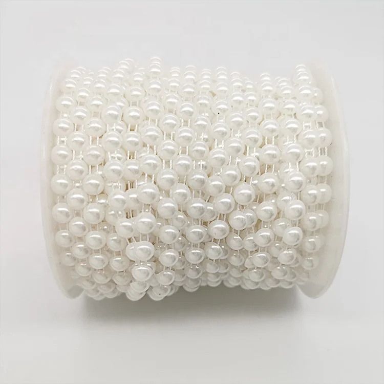 
best sell ivory White 6mm Half ball Pearlized Chain Trims Cup Chain Wedding Cake Decoration 