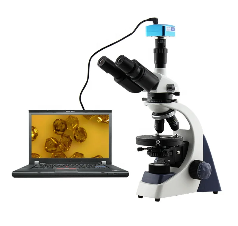PLJ-137A 40X~1600X Easy Operation Powder Crystal Trinocular Standard Polarizing Microscope with LED Light Source