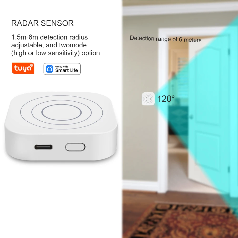 Tuya Smart Millimeter Wave Radar Mmwave Human Presence Radar Sensor BLE Wireless Motion Detection Sensor