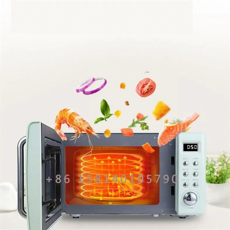 Glass Turntable Retro Countertop Power Level Microwave With LED Display Kitchen Electric Microwave Oven