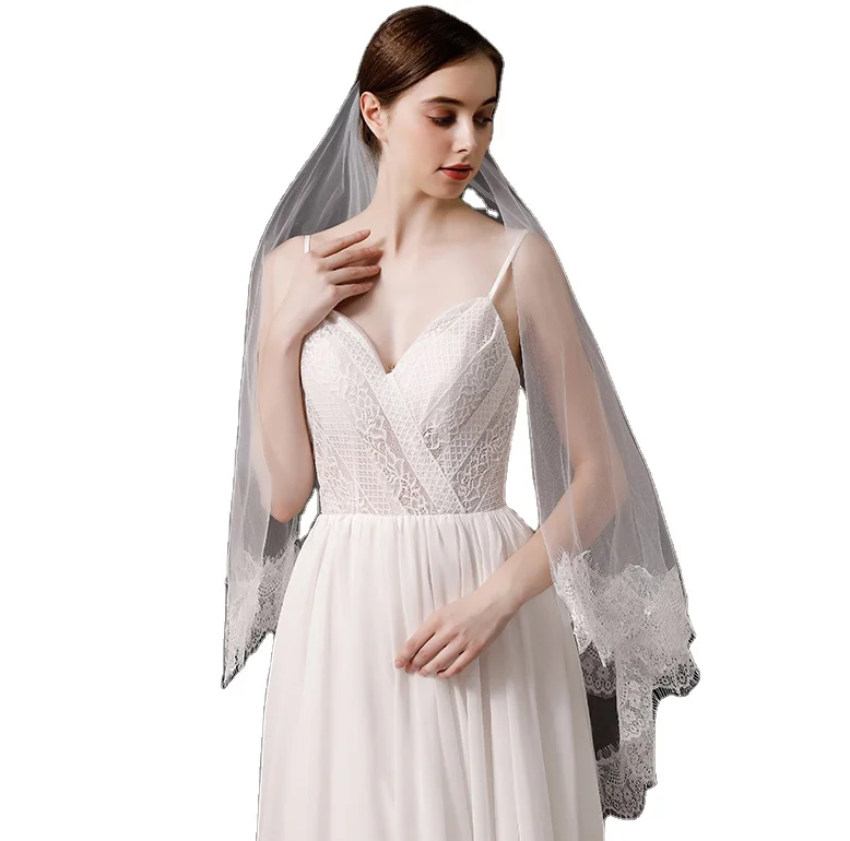 One Layers White High Quality Wedding Veils with Pearl Soft Bride Veils for Women DHL Popular Bag Top