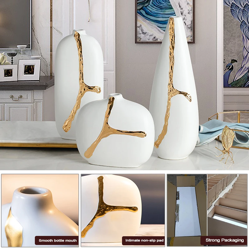 Cheap Custom Luxury Ins Modern Nordic Creative White Wedding Decorative Flower Ceramic Vase For Home Decor