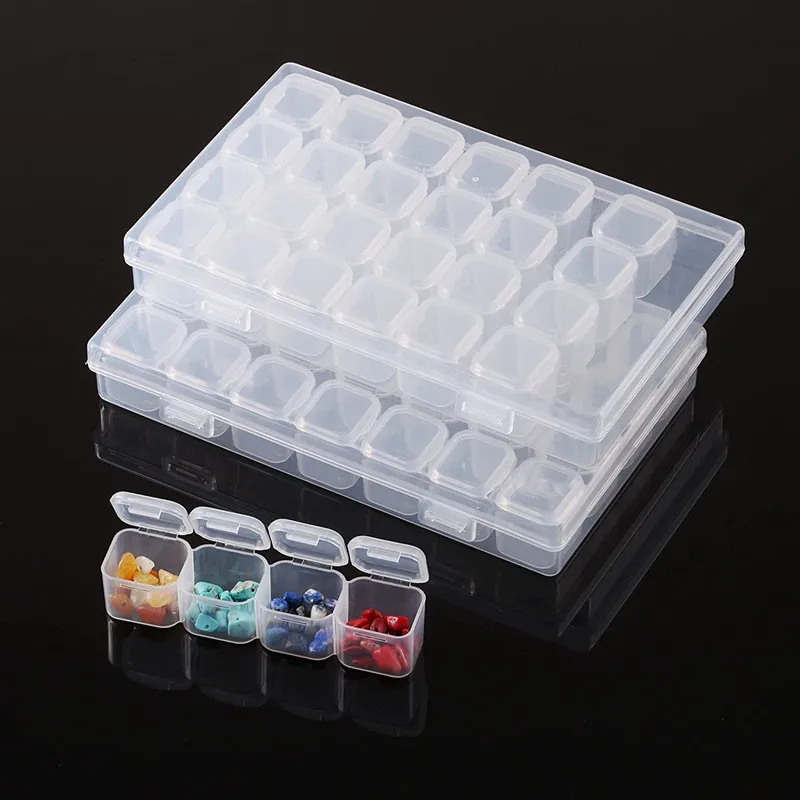 wholesale hot selling 28 Grids Diamond Painting Storage Containers,Plastic Bead Box, use for Diamond Painting Nail Art.