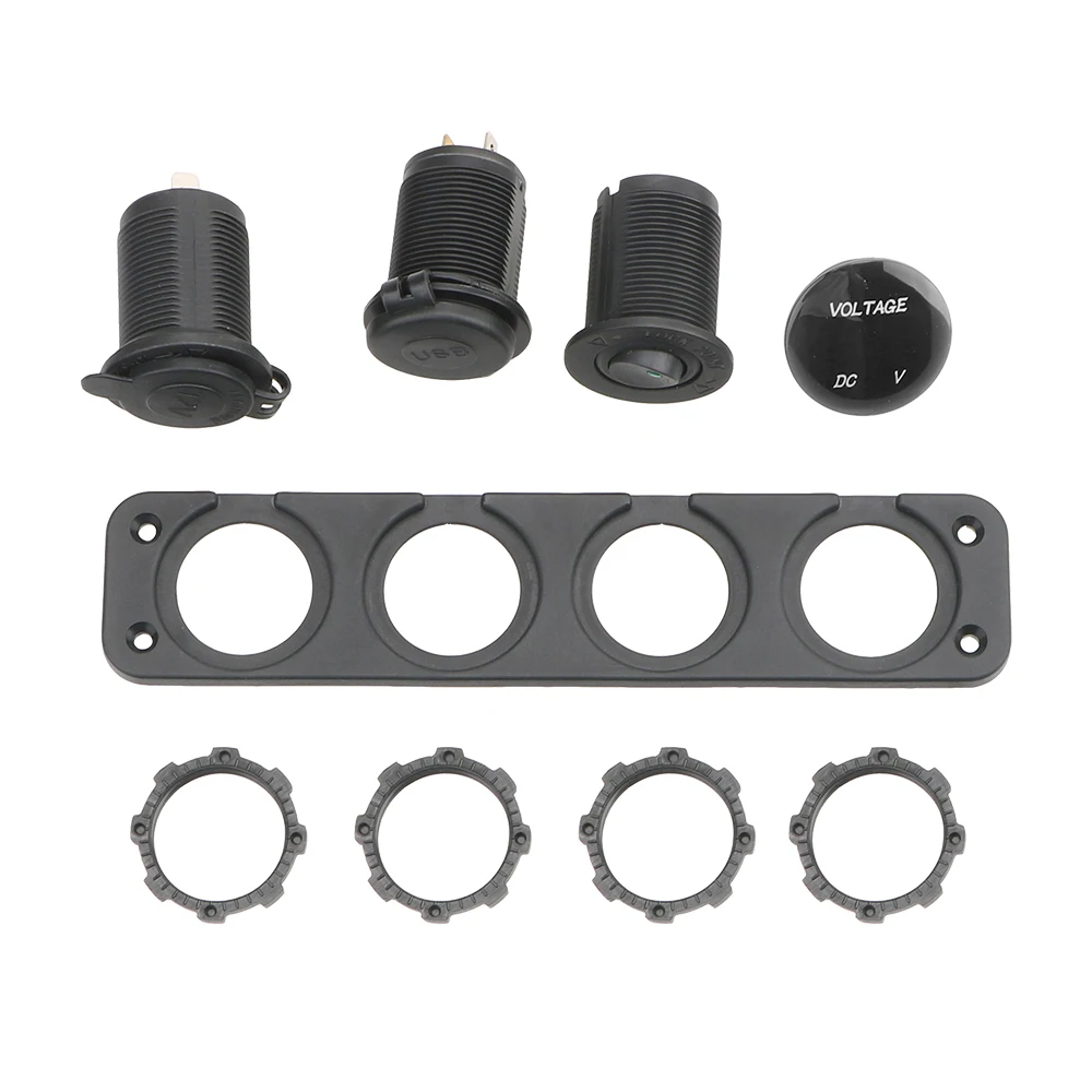 Red LED 4 In 1 Car Cigarette Lighter 12V Power Socket Dual USB Power Charger With Rocker Switch Interior Parts