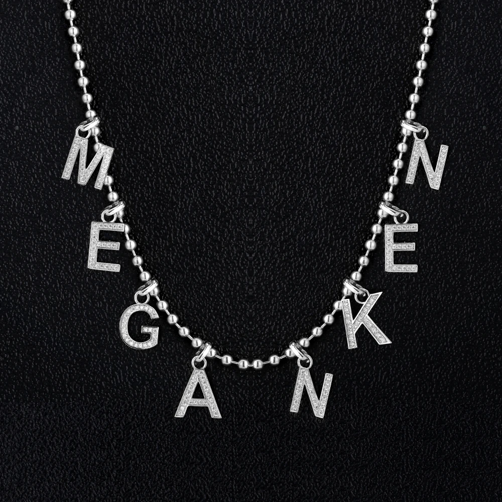 KRKC Fashion Dainty Silver Plated Personalized Initial Letter Name Pendant Jewelry Chain Choker Necklace with Charms