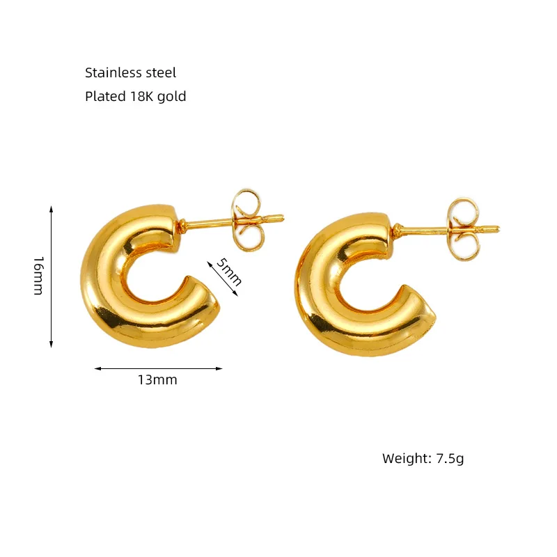 New Horseshoe Buckle C Shaped Earrings Female Geometric Braided Earrings Irregular Titanium Steel Earrings Female