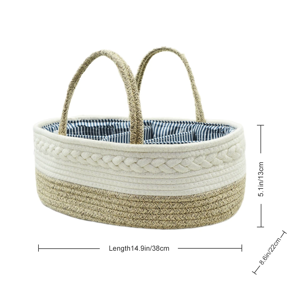 Portable diaper cotton rope diaper case organizer removable divider baby storage mommy bag With shoulder strap