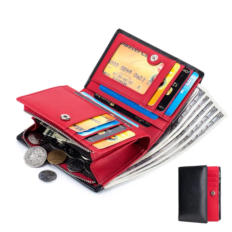 2024 wholesale custom logo genuine leather Men short wallet rfid card holder men wallets