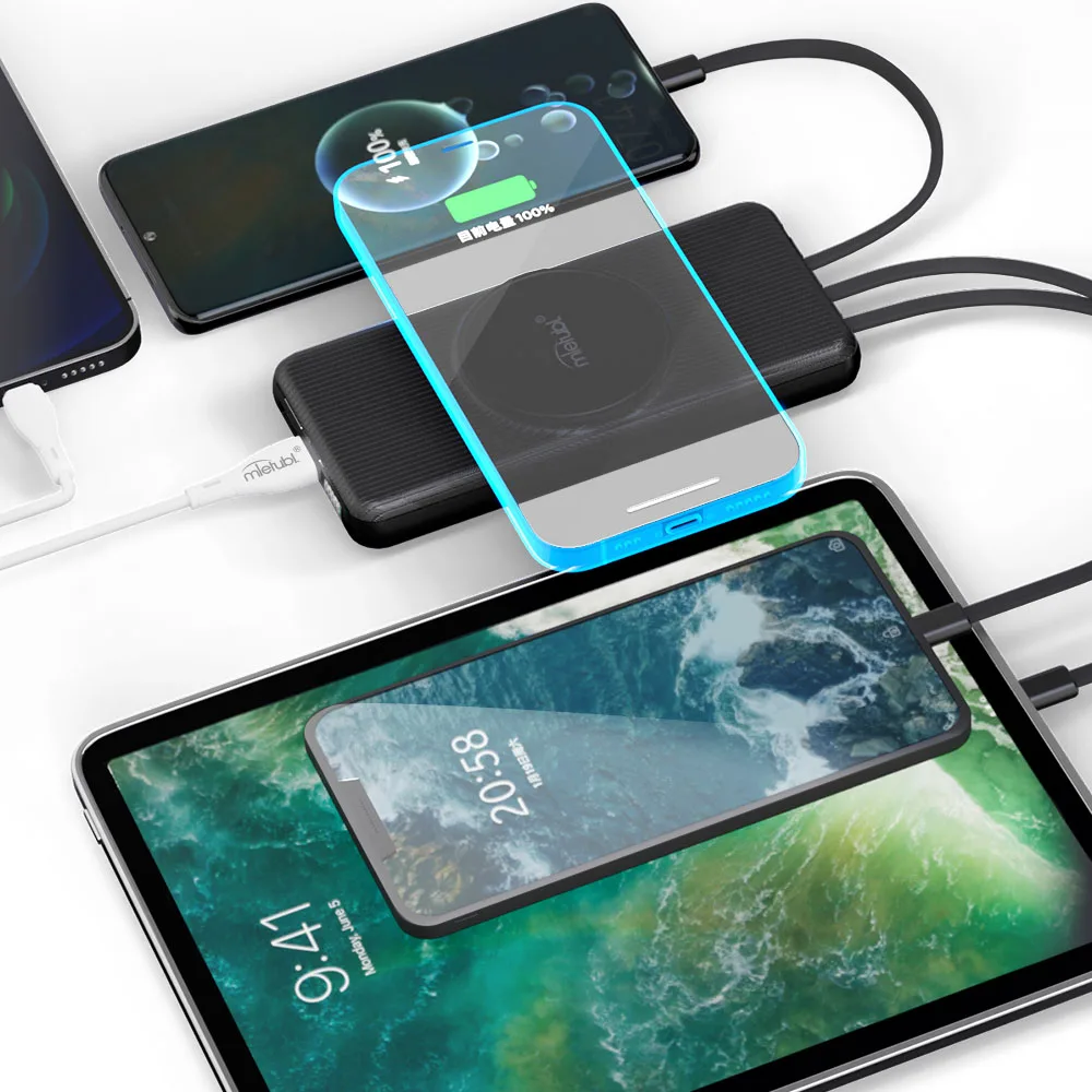 Mietubl Portable power super fast charging series MTB-P04 QC22.5 W + PD20W+ 15W wireless charger  10000 mah (37 wh)
