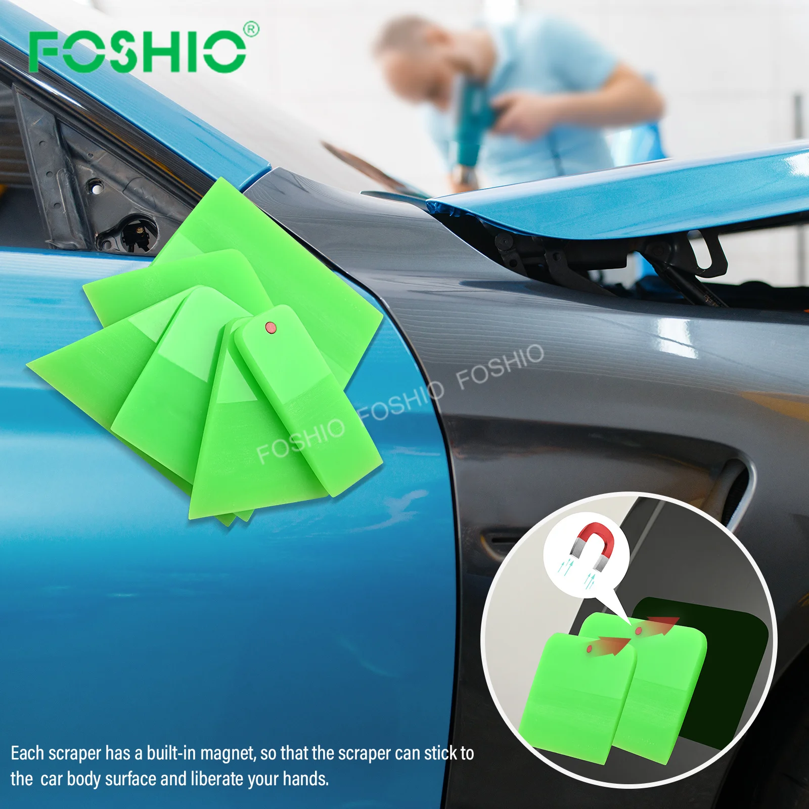 Foshio Design Professional Glass Magnetic Ppf Squeegees Rubber Car Window Tint Tool