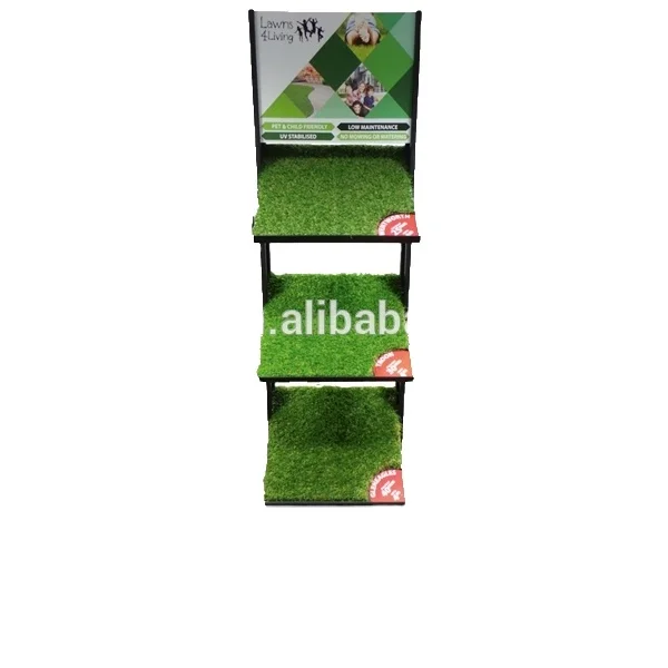 Custom  retail shop metal Turf Grass sample  Display shelf  rack artificial grass display stand