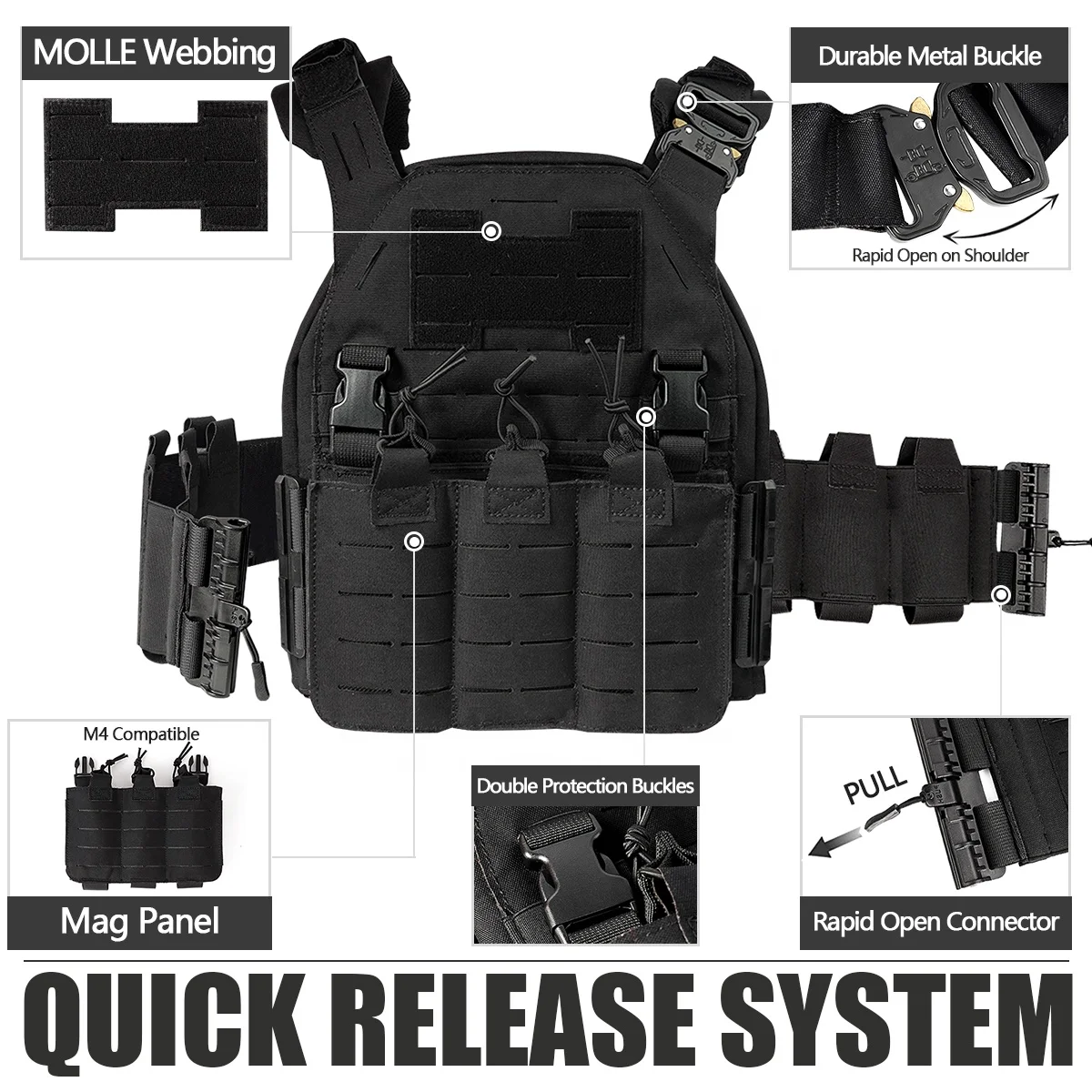ActionUnion wholesale Military Tactical Combat Vest With Molle System For Special Forces Wargame militer Vest