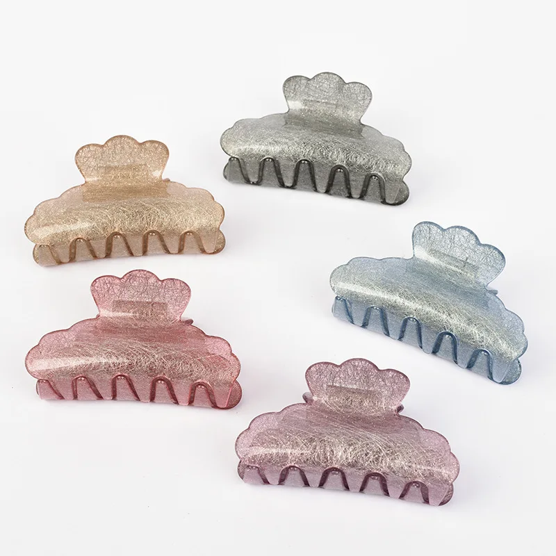 GENYA Fashion Women Glitter Acrylic Hair Claw Clamps Strong Hold 10cm Large Claw Clips For Girls Thick Hair