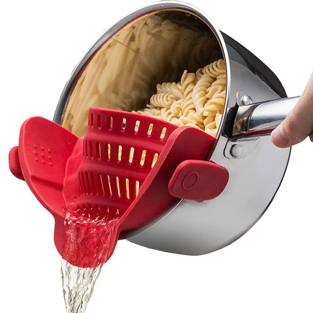 Clip-on Snap Silicone Strainer Colander Silicone Snacp on Strainer for Pots and Food Pans