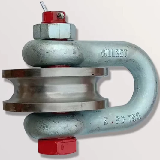 Heavy duty shackle pulley coal mine guide rope pulley steel wire rope roller U-shaped shackle for ship 12T