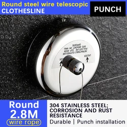 Invisible 304 stainless steel clothesline retractable clothes line drying quilt clothesline wall hanging punch-free