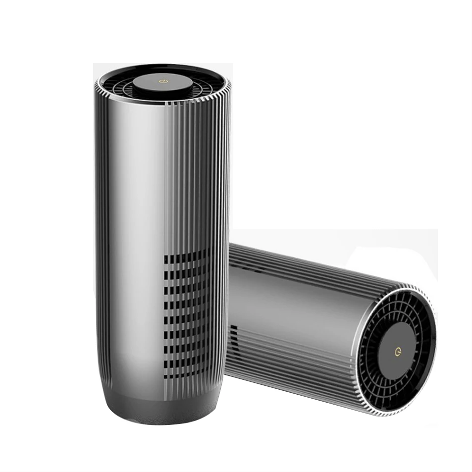 New Design Aluminum Alloy Grey High Efficient Filtration Hepa Filter Air Purifier for Car Home Baby Room