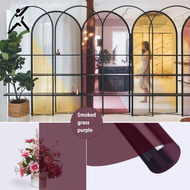 Solid color double transparent household glass decorative film shopping mall color glass window film
