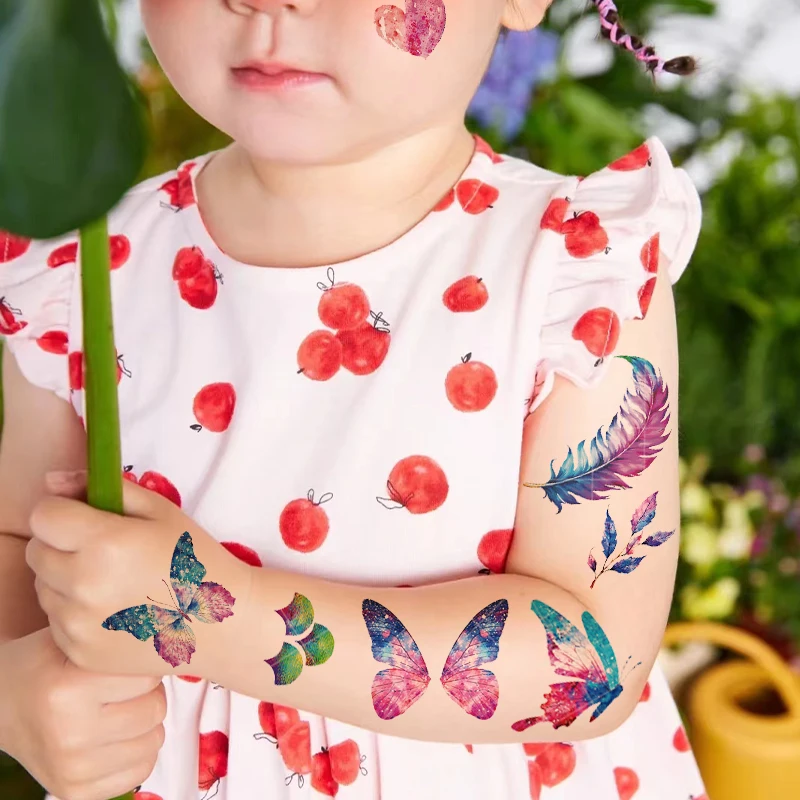 Flash Powder Dopamine Butterfly Facial Tattoo Stickers Cartoon Children Waterproof Temporary Tattoo Stickers