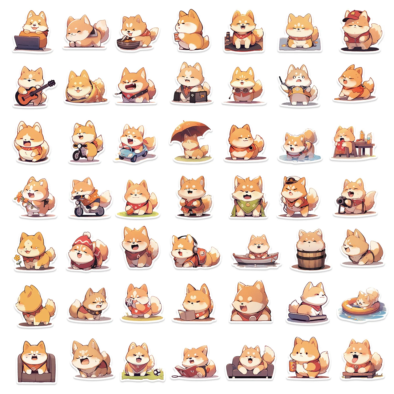 50pcs/pack Cute Cartoon Animal Dog Stickers Waterproof Vinyl Stickers for Mobile Phone  Wall for Kids