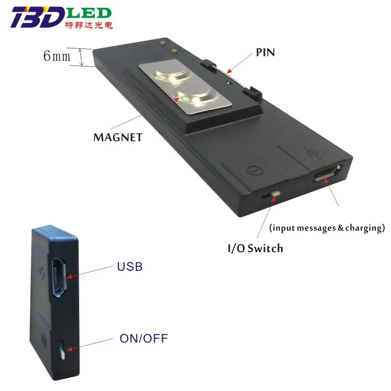 USB Scrolling LED name Badge message light up led Sign pin addressable name display led badge led tag PC Software Editable