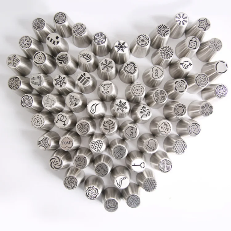Hot Sale 68 Large Stainless Steel Russian Pastry Icing Nozzles Russian Piping Tips for Cake Decoration Cake Nozzle