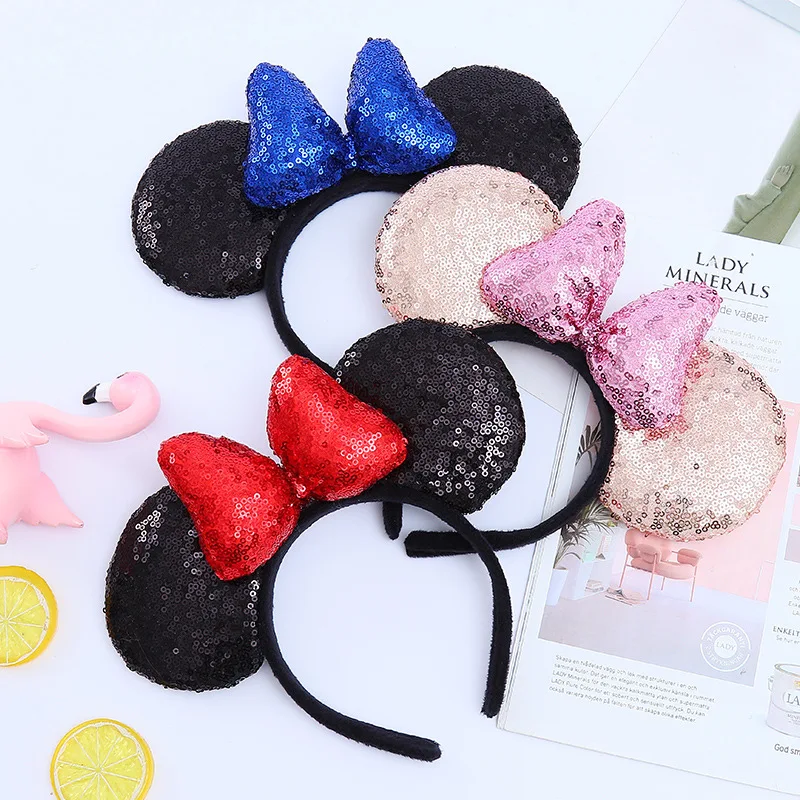 Happy Birthday Party Headpiece Cartoon Mouse Big Wave Point Ear Hair Band Bow Mickey Headband
