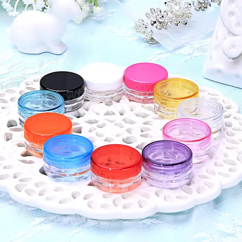 PS Plastic jar For Loose Powder 3g 5g Clear Cream Jar Plastic Pot Mini Transparent Cosmetic Sample Container With Lid