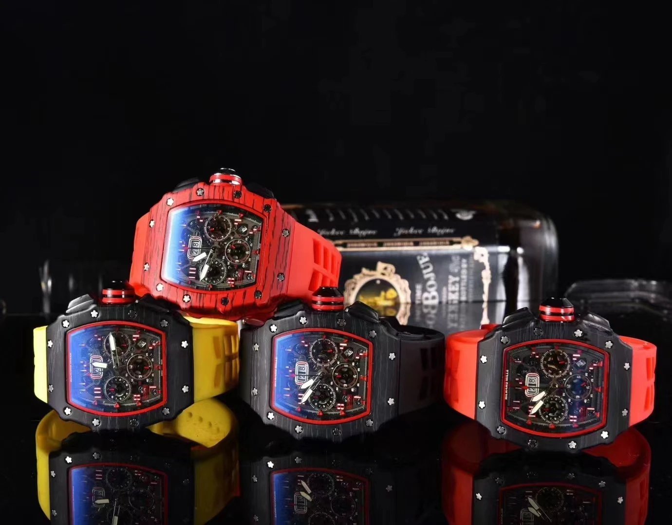 hollow out design precise trend mechanical retro simple  youthful fashionable and Wood grain case quartz watch