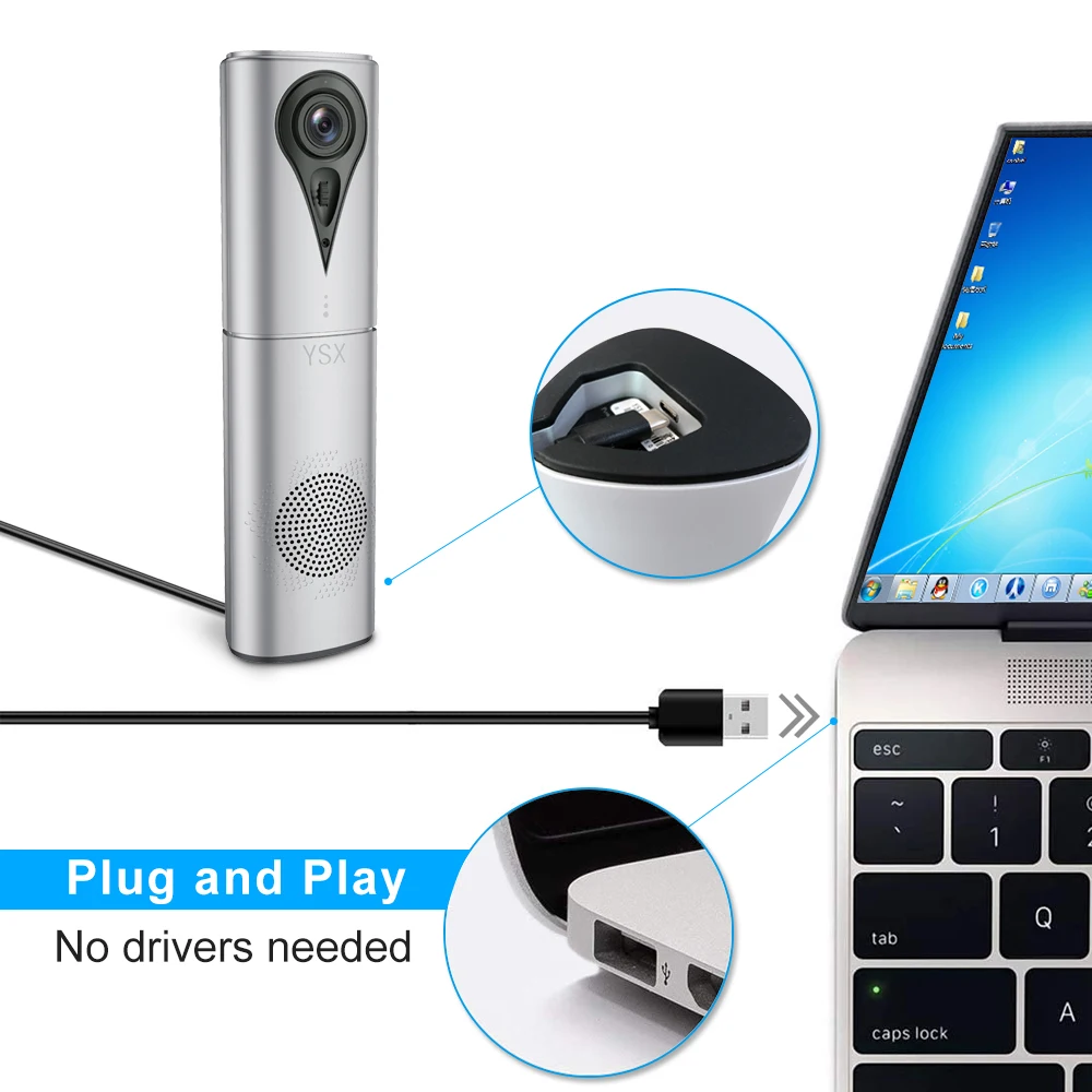 YSX-K8 Intelligent All-in-One Video Conference Camera,Webcam with Microphone and Speaker Network Conferencing System