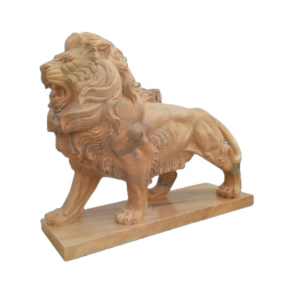 white hand carved marble animal lion sculptures statue