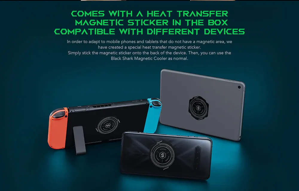 Original Black Shark Magnetic Cooler for Gaming Phone for iPhone 12/iPhone 13/Black Shark 4/Rog/Xiaomi/Poco F3/Switch/Pad Fast C