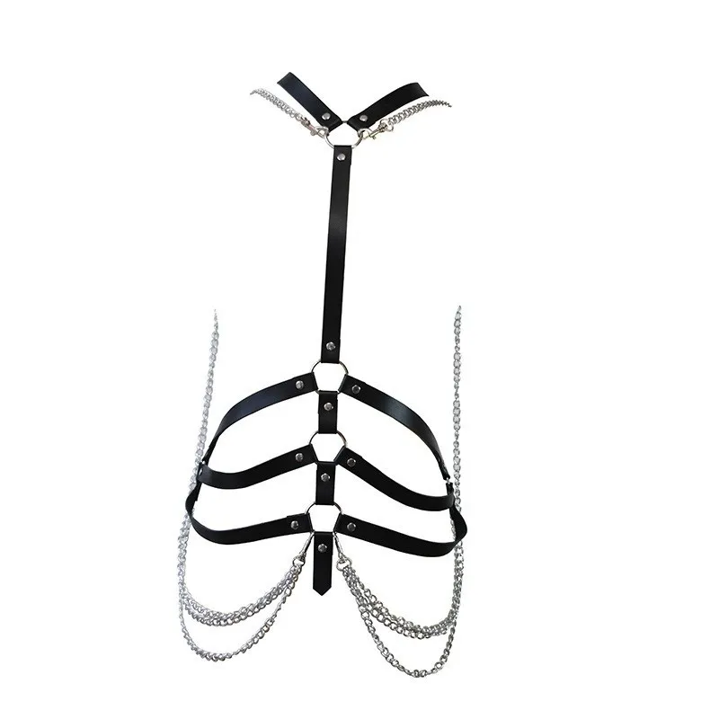 Trendy Leather Chain Belt One Bra Chain Fashion Jewelry Body Chain