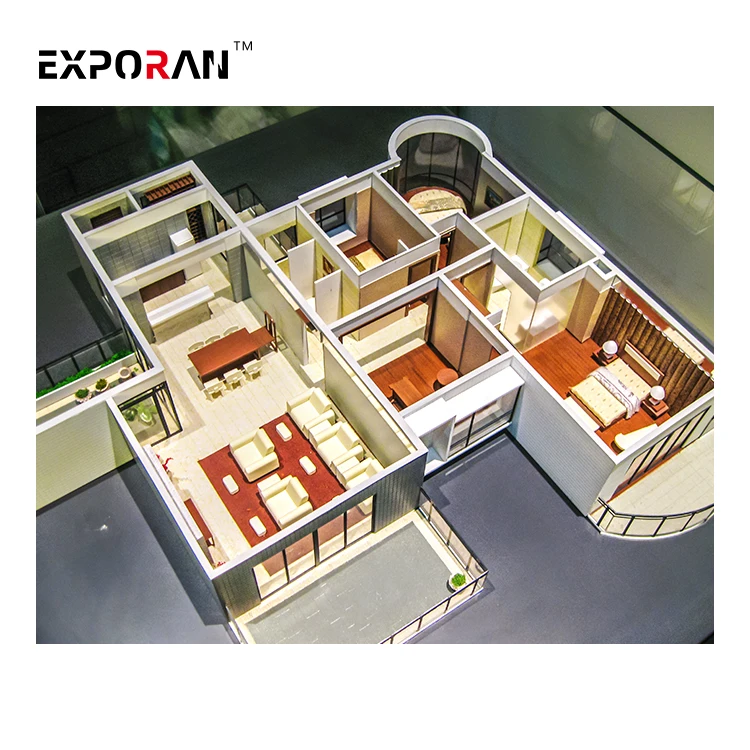 Nice scale villa house model with architectural figures , home house model