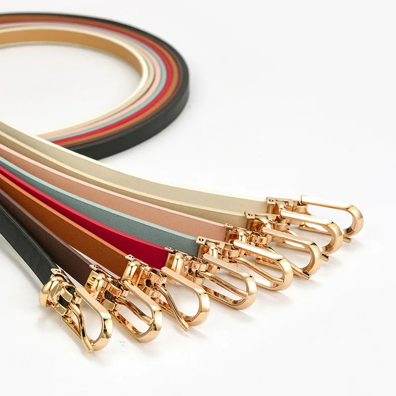 New Style Faux Leather Skinny Thin 10 mm Fashion Waist Ladies Women PU Belt For Girl Gift