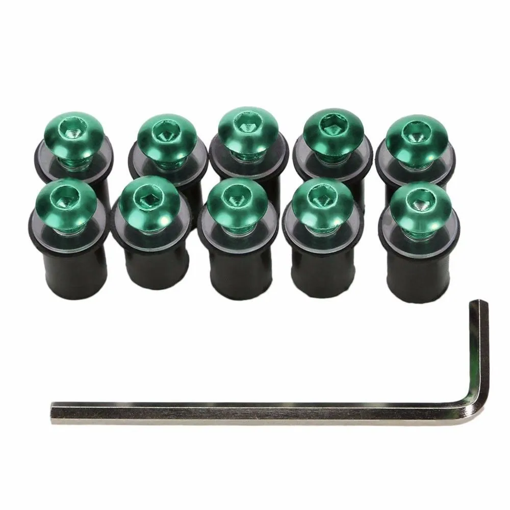 10pcs Motorcycle M4 M5 M6 Metric Rubber Well Nuts Windscreen Fairing Cowl Anodized Aluminum Moto Screws Bolts Accessories