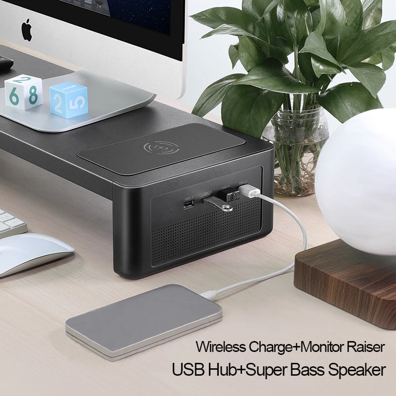 Многофункциональный USB-концентратор Алюминиевый Монитор Стойка Металлическая Подставка Экономия пространства с подставкой для хранения монитора