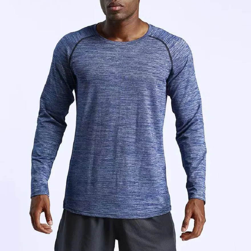 Wholesale Long Sleeve Men Sweat Activated Cool Dry-Fit Gym Sports Cationic Fabric Plain Stretch Raglan Sleeve T Shirts