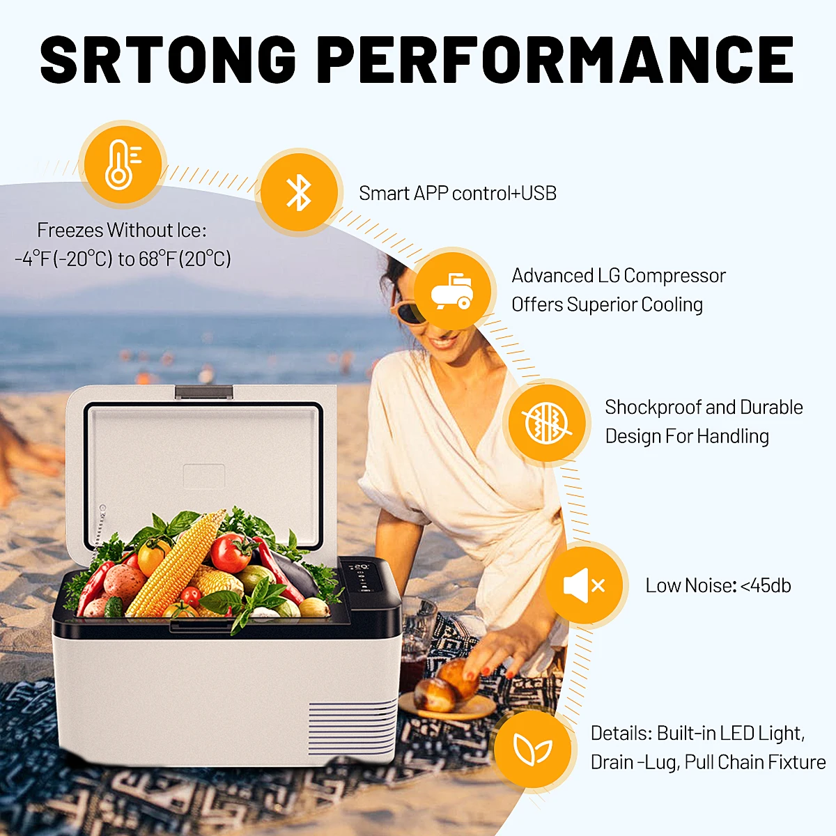 K35  Alpicool Refrigerator 34.9L Compressor USB Port Quiet Working Fridge 12v Solar Powered Fridge Mobile Fridge Hotel Use