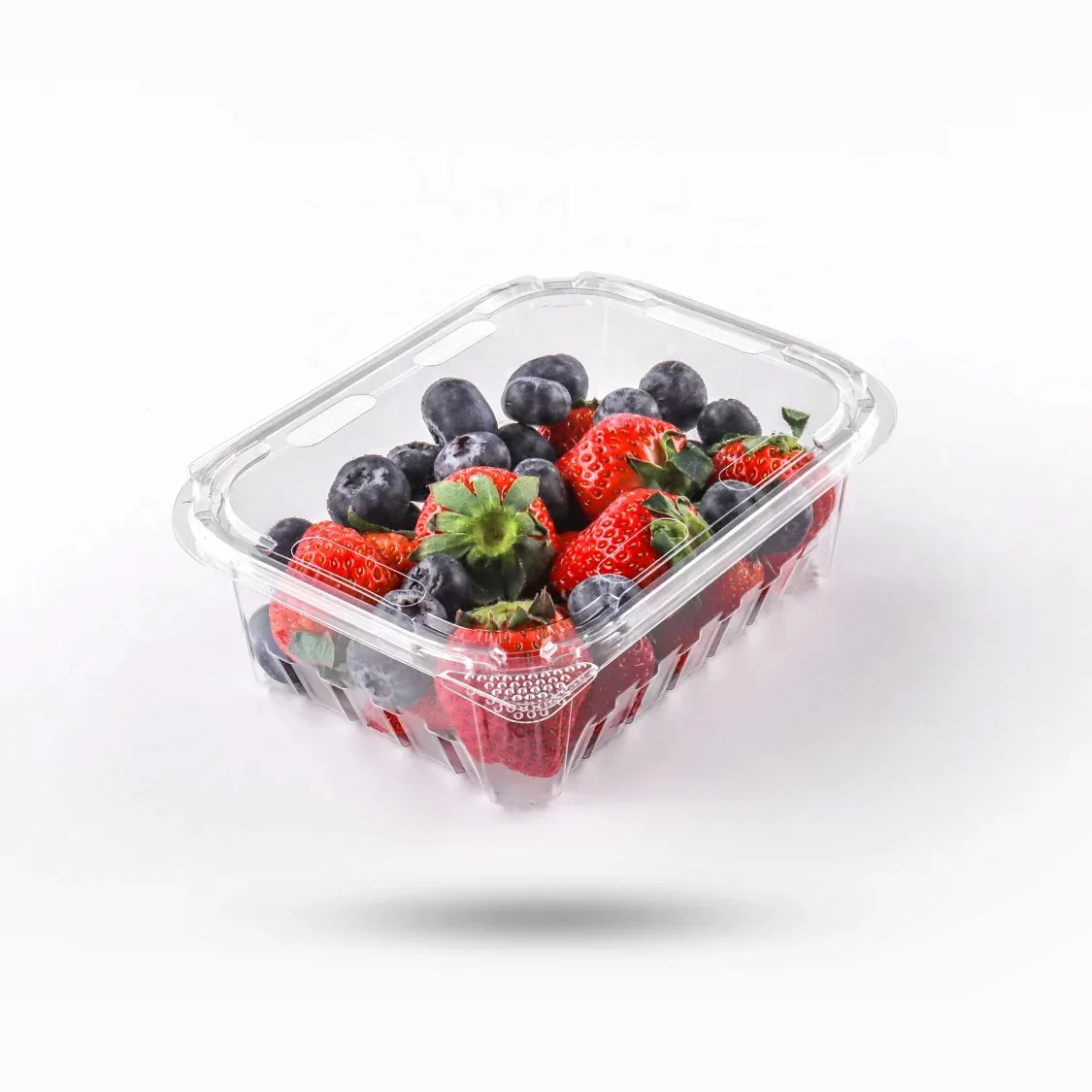 custom pla transparent blister clamshell plastic take away fruit box with hole