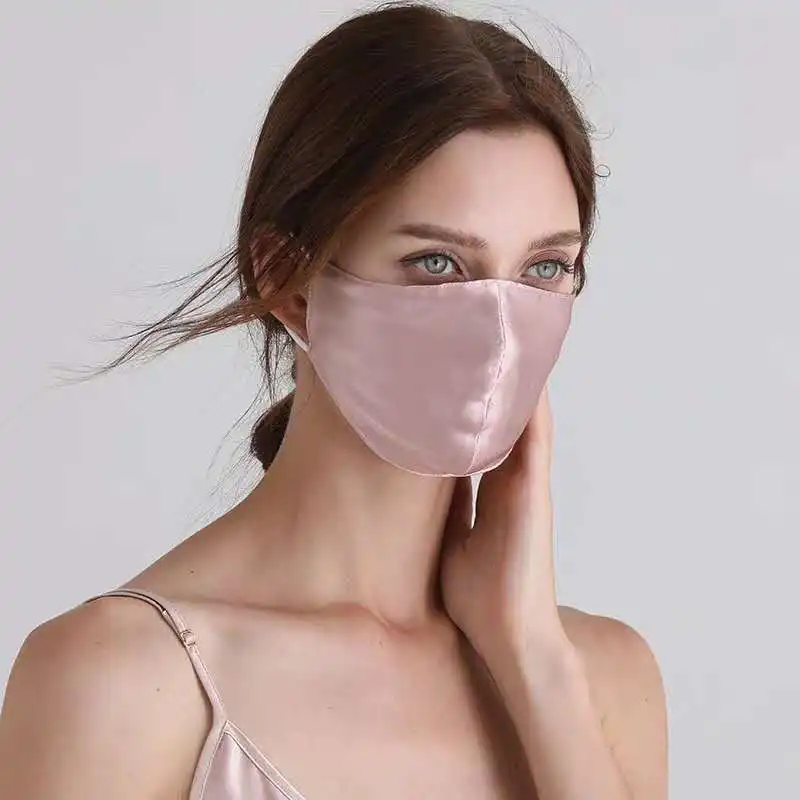 Пользовательские уличные модные моющиеся спицы Роскошные чистые 100% Шелковые маски для лица с фильтром