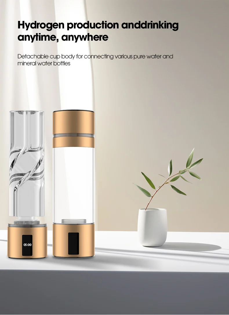 Genuine Hydrogen-rich Water Vegetable Water Cup Plastic Golden Purified Water Hidrogeno Car Kit Hot & Cold Free Spare Parts 8.88