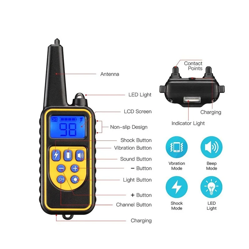 Вибрация и шок 880 ярдов большой ЖК-дисплей для (1/2/3) ошейники для собак с пультом дистанционного управления, HPT-169, 2 собаки