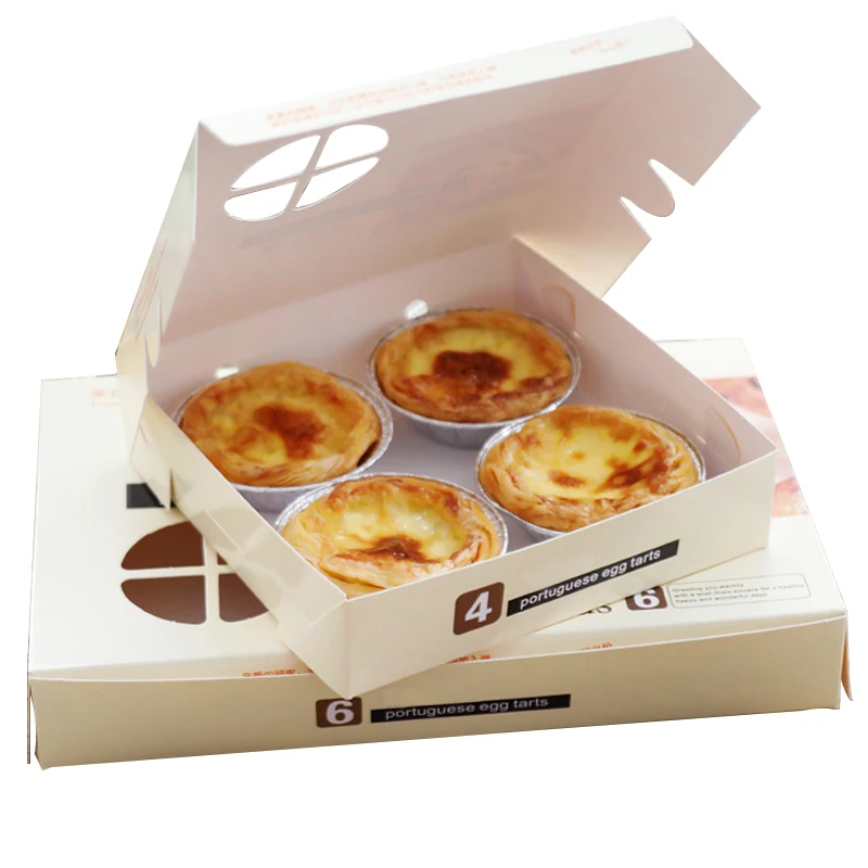 Mini sweets box design transparent white cupcake box 12 6 hole macaron egg tart packaging pastry box with handle inserts